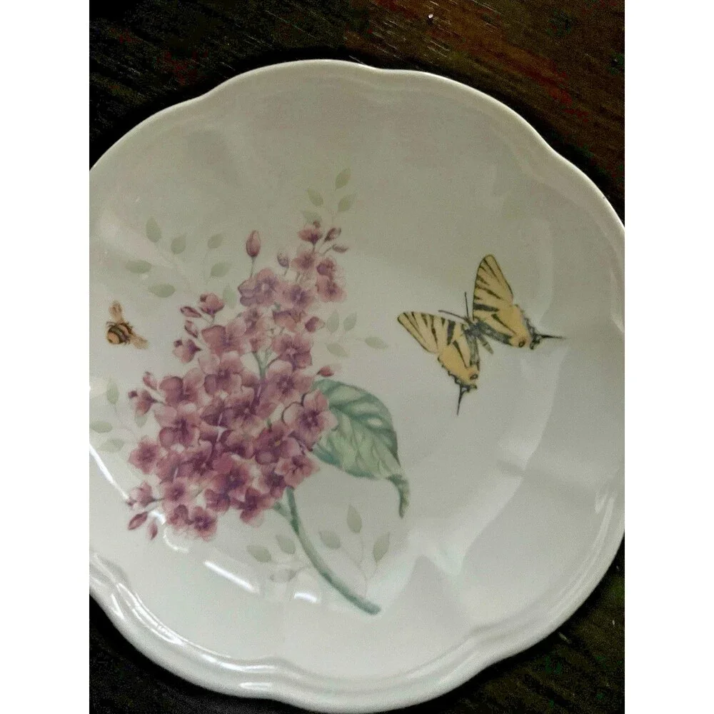 6 Lenox Butterfly Meadow 6-Piece Tidbit Plate Set small dishes spring table